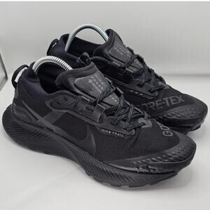 Nike Pegasus Trail 3 GTX Triple Black Womens 8.5 Running Shoes GORE-TEX